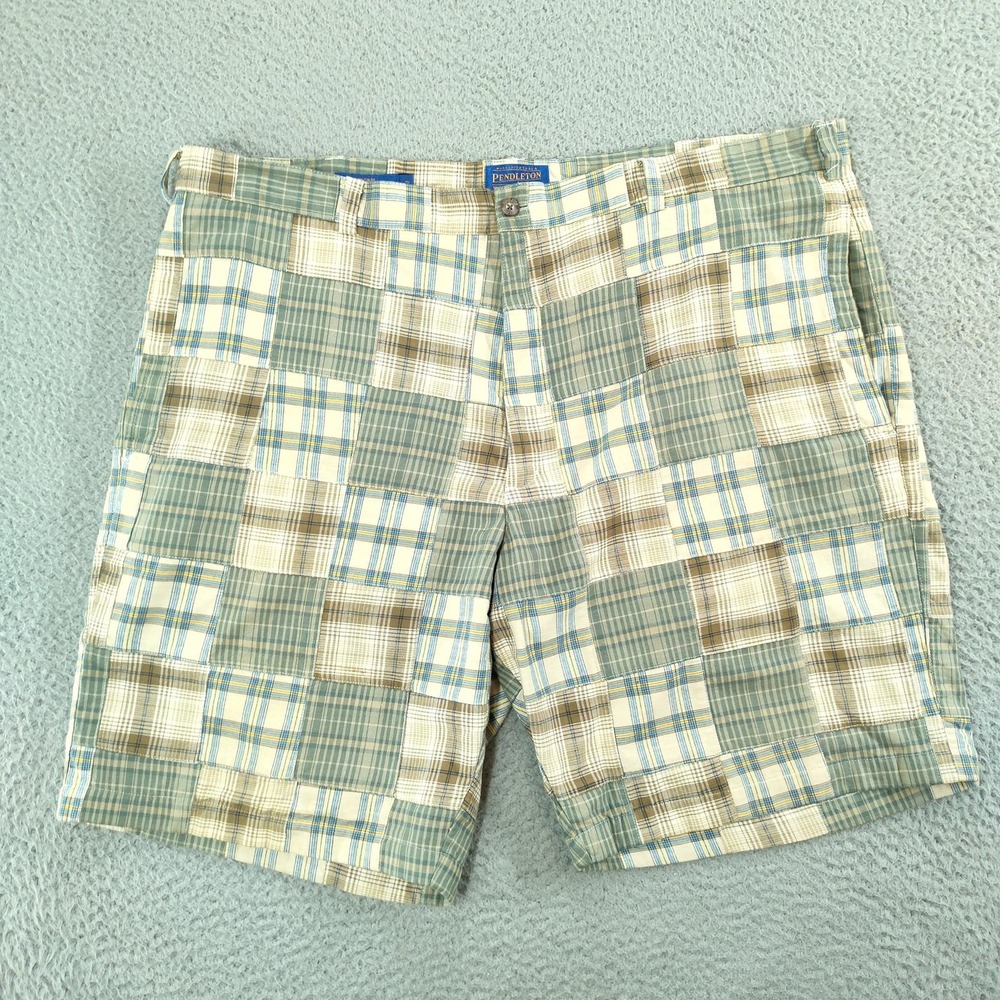 Pendleton Shorts Mens 42 Multicolor Patchwork Madras 9 Inch Chino Summer Casual